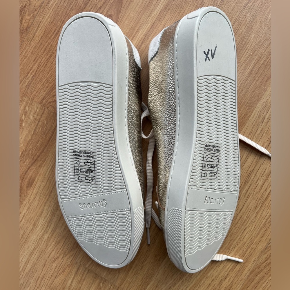 Soludos Ibiza Classic Low Top Leather Sneakers Metallic Gold Size 10 Low Top - Picture 3 of 4